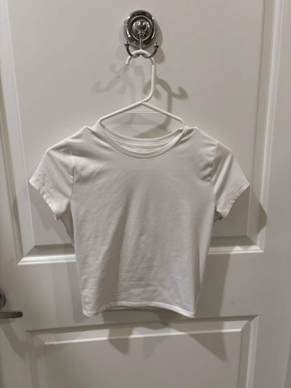 Hollister White Soft Strech Seamless Fabric Crew Baby Tee - Picture 2 of 5